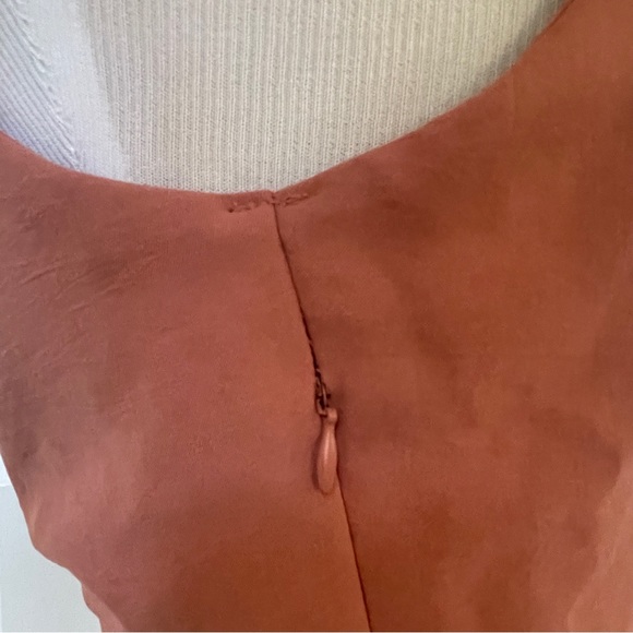 Zara Asymmetric Ruched Marsala Midi Dress Size - Picture 8 of 8